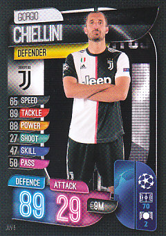 Giorgio Chiellini Juventus FC 2019/20 Topps Match Attax CL #JUV5